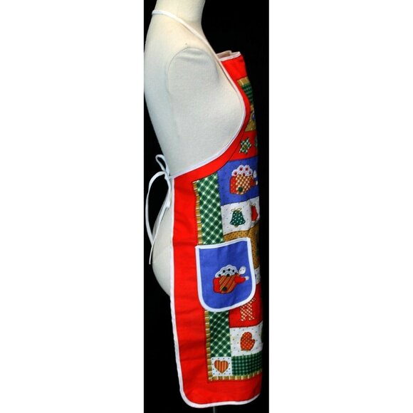 Country Christmas Kitchen Full Apron Pockets Angel Star Bell Light Unitex Int'l - Picture 6 of 10